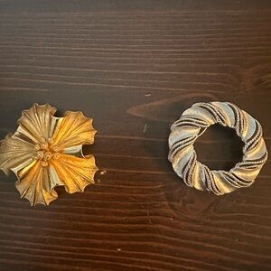 Gold and Silver Brooch Set